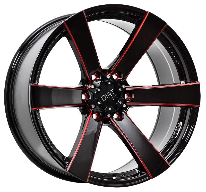 STATUSFÄLGAR D91 GLOSSBLACK RED STRIPE 9.5x20 6/114.3 ET18 CB66.1