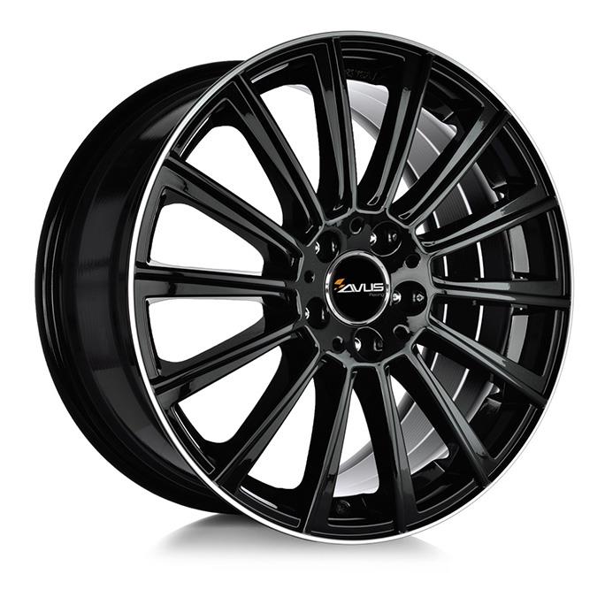 AVUS AC-M07 Black Polished Lip 9.5x20 5/112 ET48 CB66.6