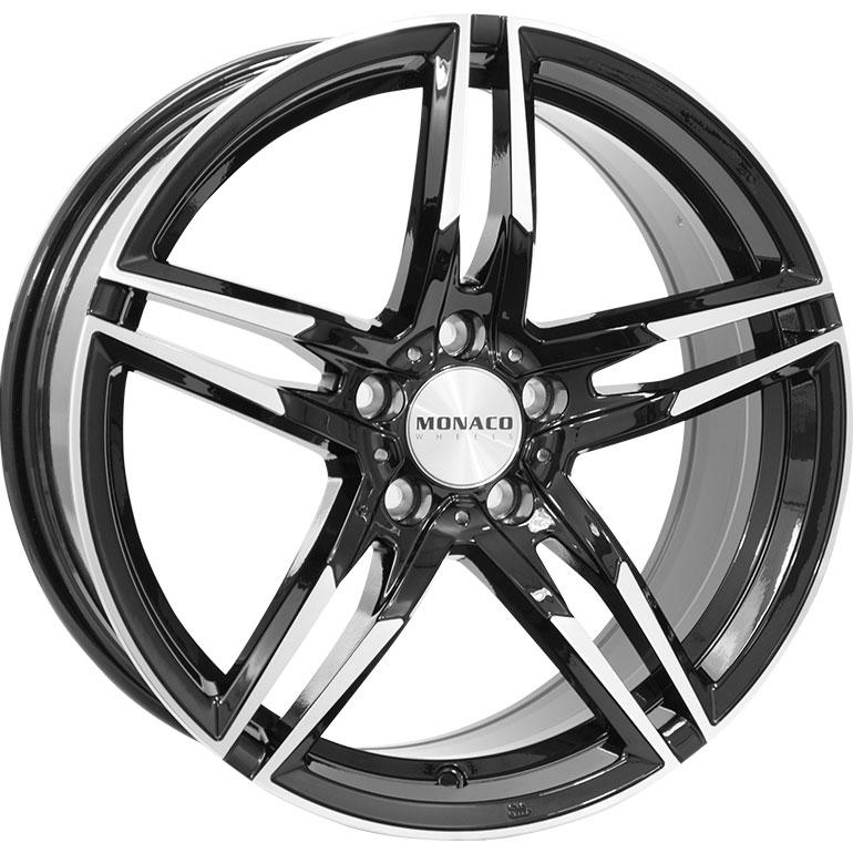 MONACO WHEELS GP1 GLOSS BLACK POLISHED 8x19 5/112 ET35 CB66.5