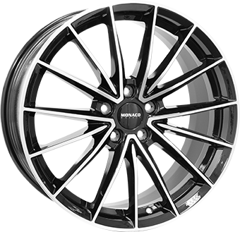 MONACO WHEELS GP14 BLACK POLISHED 7.5x18 5/112 ET45 CB66.6