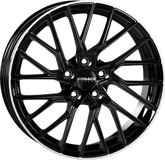 MONACO WHEELS GP11 BLACK LIP POLISHED 8x19 5/112 ET35 CB66.5