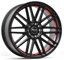 STATUSFÄLGAR B362 GLOSSBLACK RED STRIPE 8x18 5/100-108 ET38 CB73.1